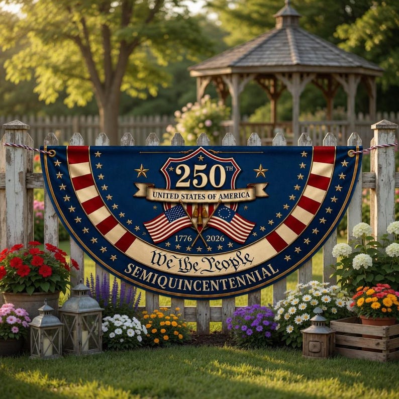 We The People Banner, 1776 2026 Banner, American Flag Semiquincentennial Decor