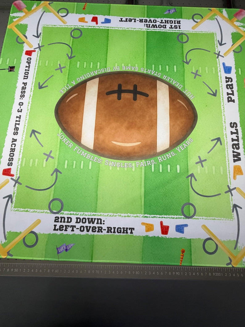 Game Day Football Field Mahjong Mat, Playbook Football Table Cover, American Mahjong Playmat