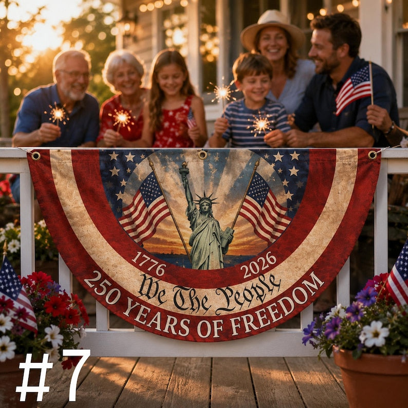 250th Anniversary Bunting Flag, We The People Banner, 1776 2026 American Flag