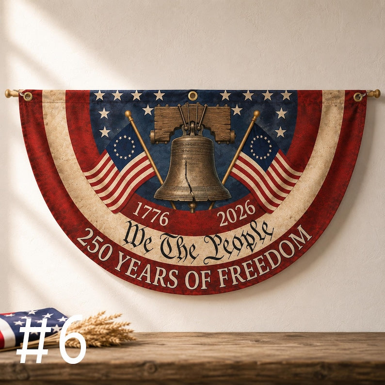 250th Anniversary Bunting Flag, We The People Banner, 1776 2026 American Flag