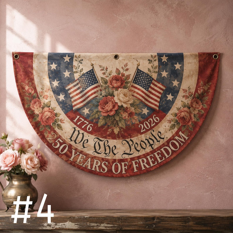 250th Anniversary Bunting Flag, We The People Banner, 1776 2026 American Flag