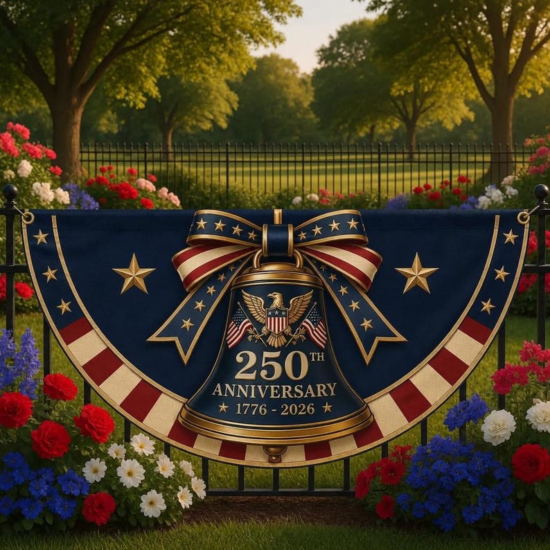 USA 250th Anniversary Liberty Bell Banner, Patriotic 1776 2026 Semiquincentennial Flag