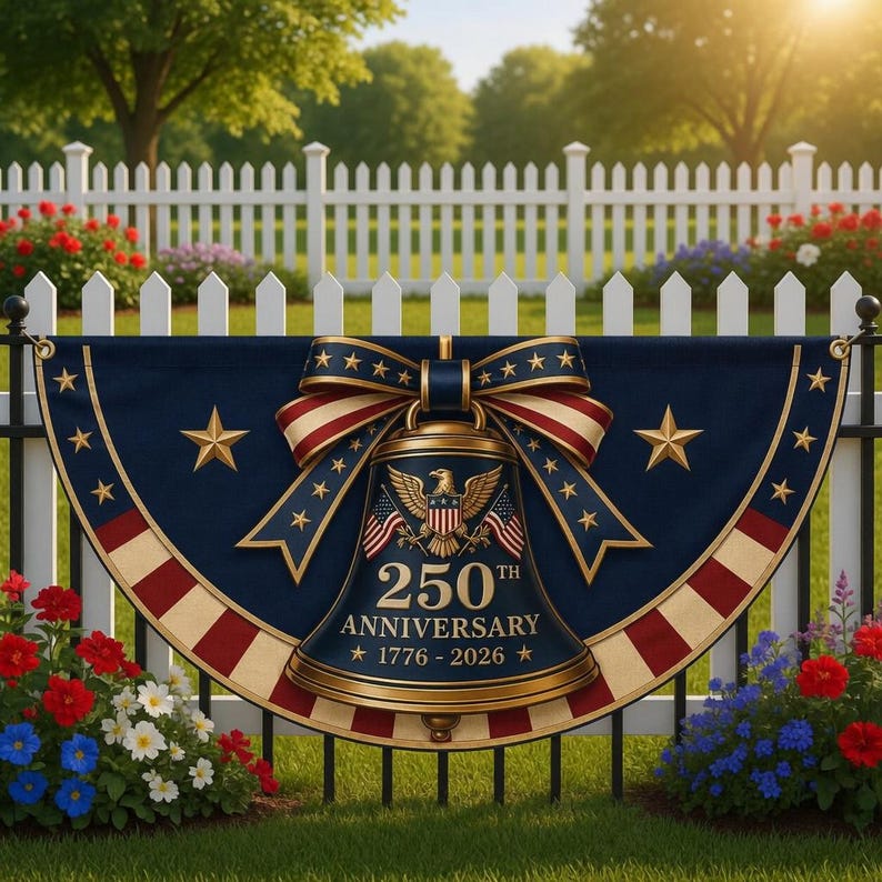 USA 250th Anniversary Liberty Bell Banner, Patriotic 1776 2026 Semiquincentennial Flag