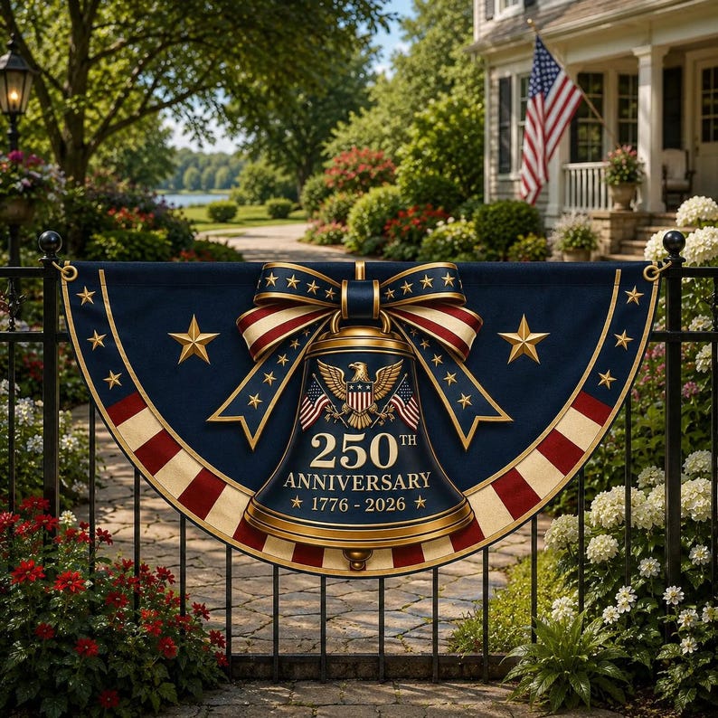 USA 250th Anniversary Liberty Bell Banner, Patriotic 1776 2026 Semiquincentennial Flag
