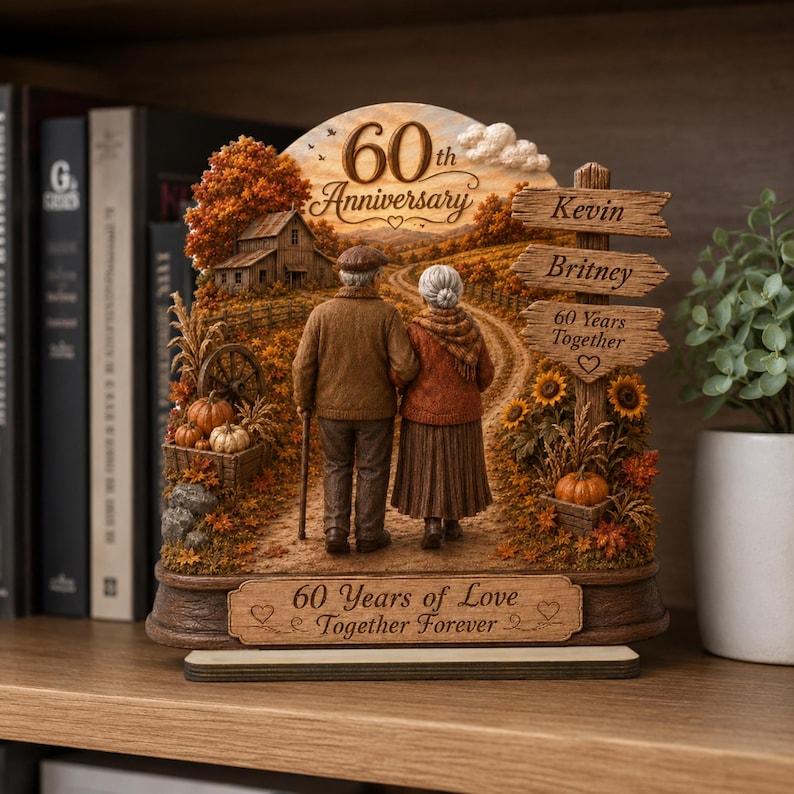 Personalized 60th Anniversary Gift, Diamond Anniversary Couple Plaque