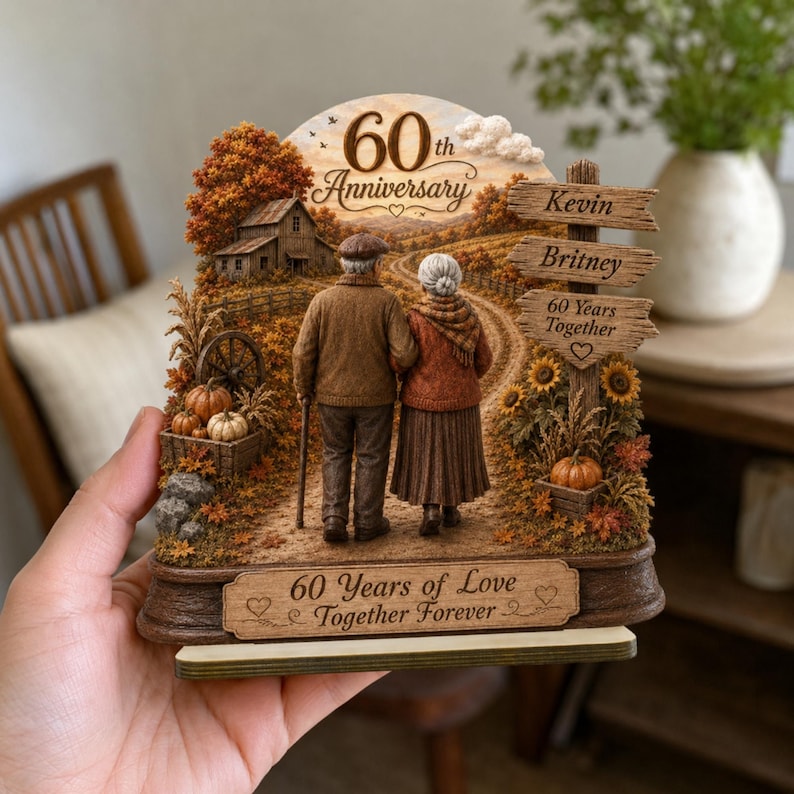 Personalized 60th Anniversary Gift, Diamond Anniversary Couple Plaque