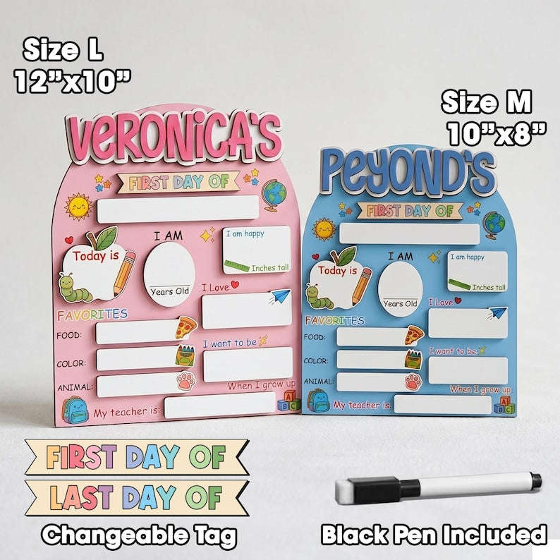 Custom First Day of School Sign,Preschool Back to School Board Kid Gift