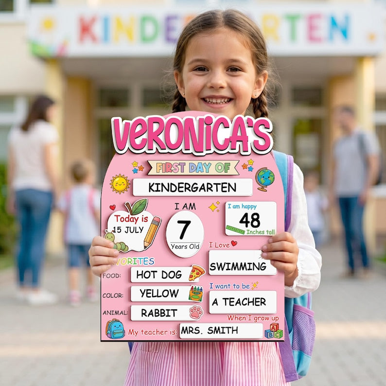 Custom First Day of School Sign,Preschool Back to School Board Kid Gift