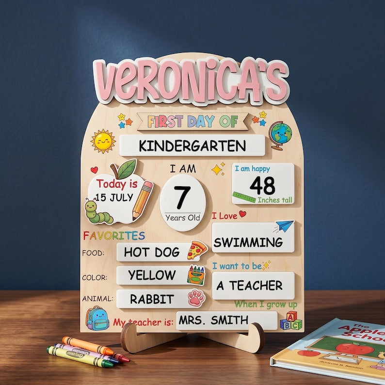 Custom First Day of School Sign,Preschool Back to School Board Kid Gift