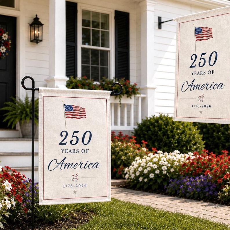 USA Patriotic Garden Flag, 250 Years of America Garden Flag, 4th of July Decor