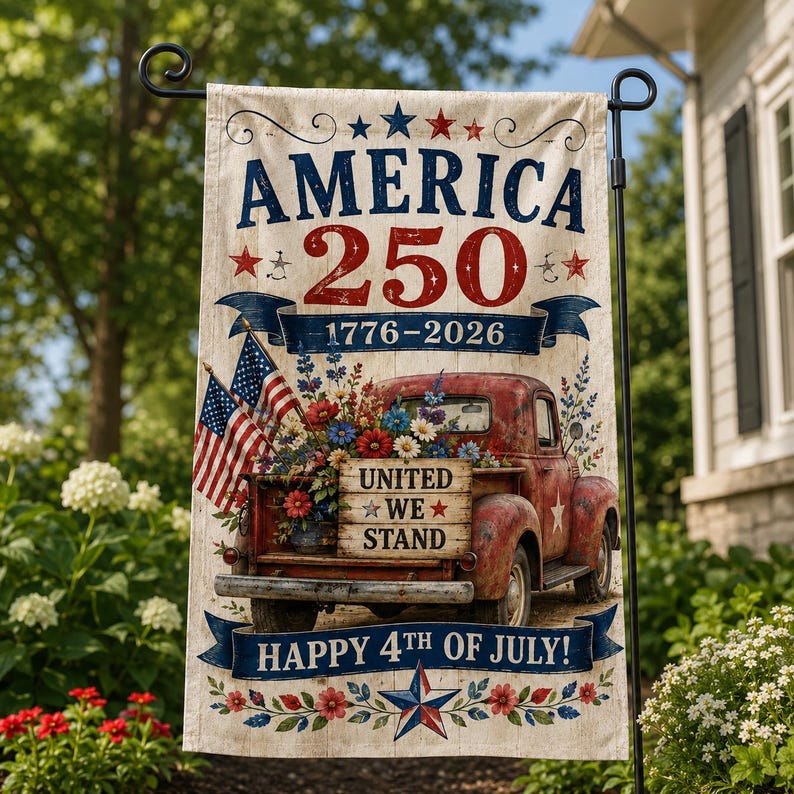 America 250th Anniversary Garden Flag, 1776-2026 USA Birthday Banner