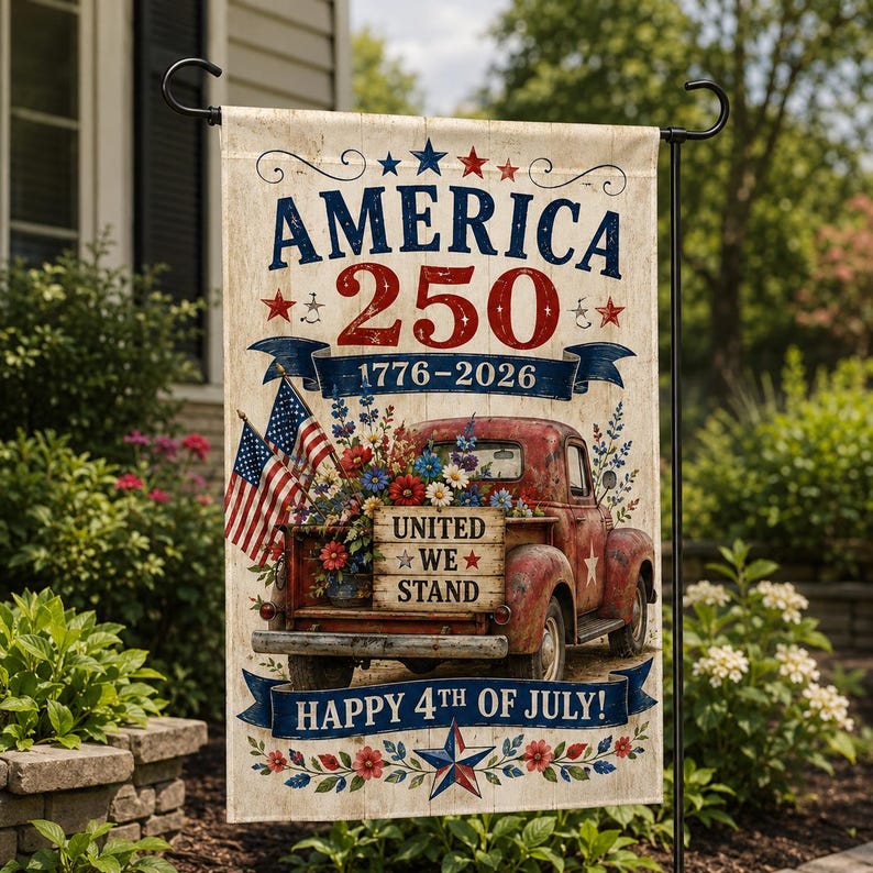 America 250th Anniversary Garden Flag, 1776-2026 USA Birthday Banner