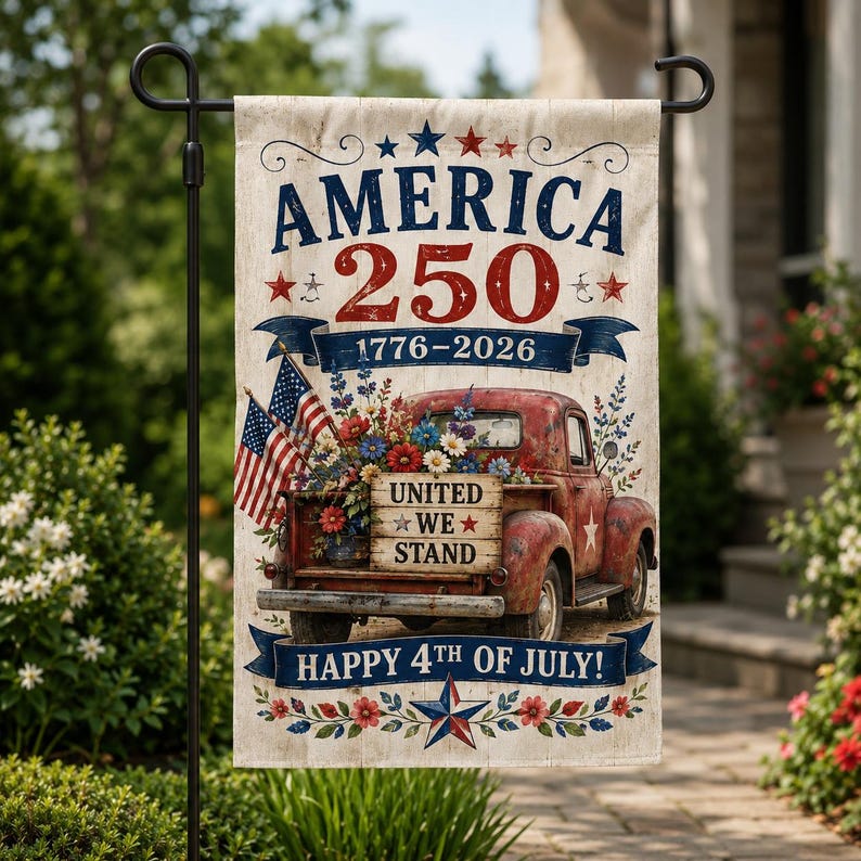 America 250th Anniversary Garden Flag, 1776-2026 USA Birthday Banner
