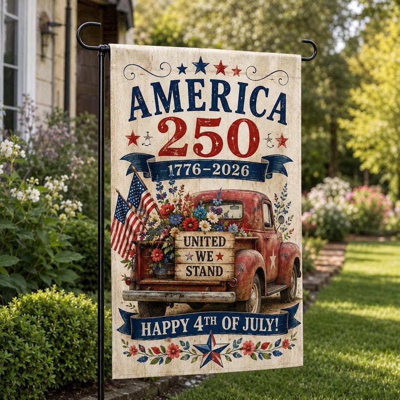 America 250th Anniversary Garden Flag, 1776-2026 USA Birthday Banner
