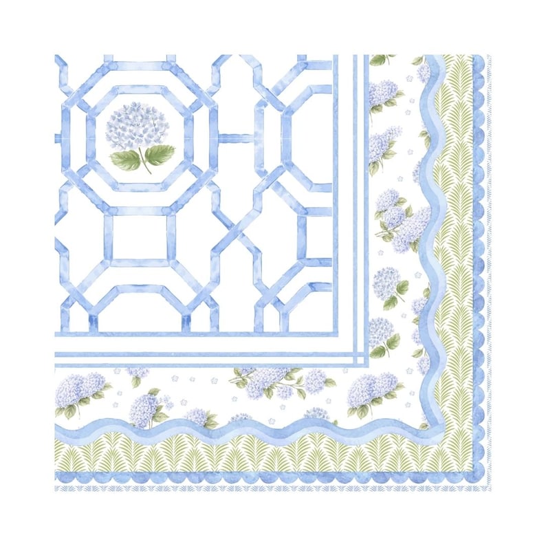 House of Hydrangea Mahjong Mat, Blue & White Mahjong Mat, Coastal Mahjong Table Mat, Grandmillennial Decor
