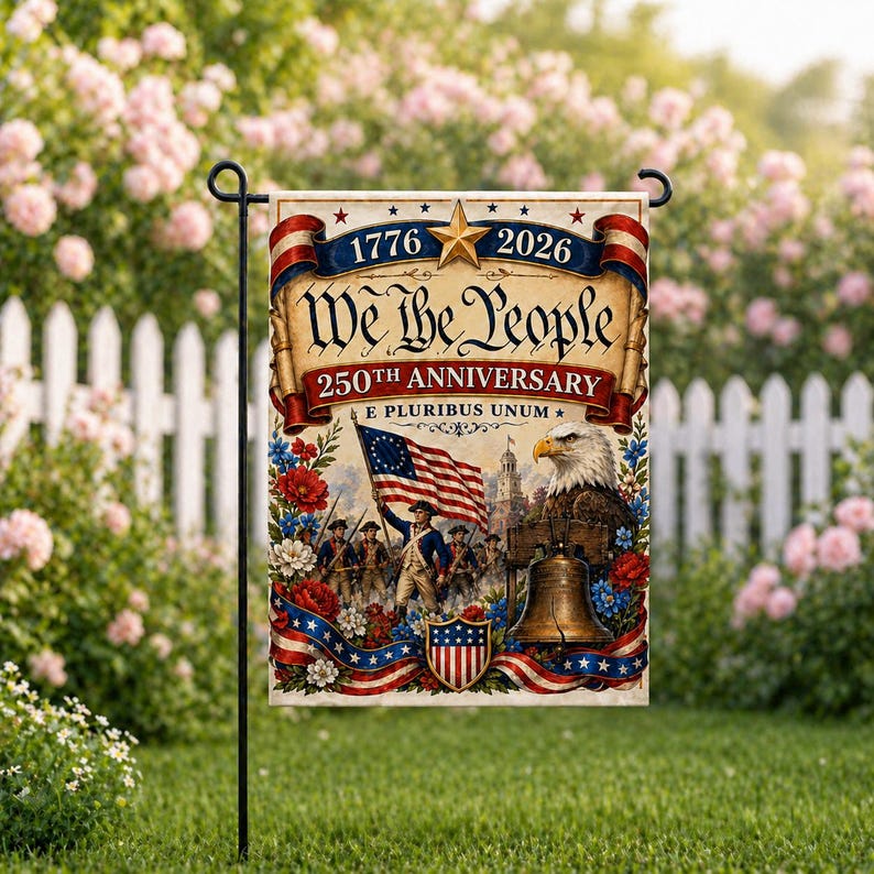 We The People 250th Anniversary Garden Flag, Semiquincentennial Decor
