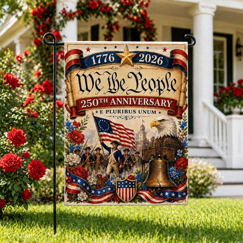 We The People 250th Anniversary Garden Flag, Semiquincentennial Decor