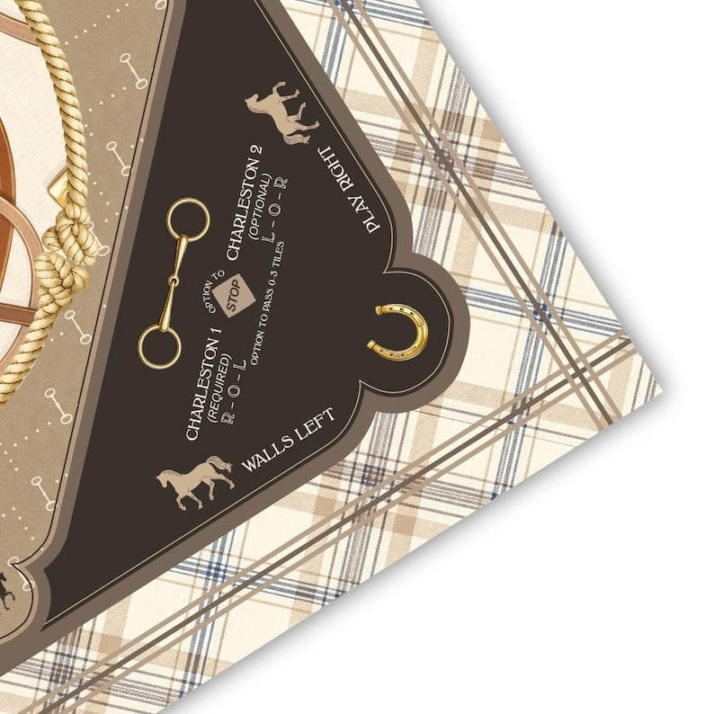 Saddles & Silk Mahjong Mat, Equestrian Mahjong Mat, Horse Bit, Preppy Luxury Scarf Table Mat