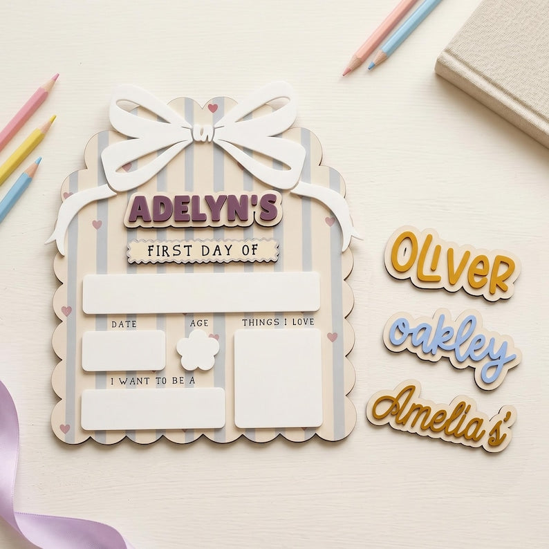 First Day Of School Board, Back To School Sign, Custom Name Sign, Reusable Dry Erase Board