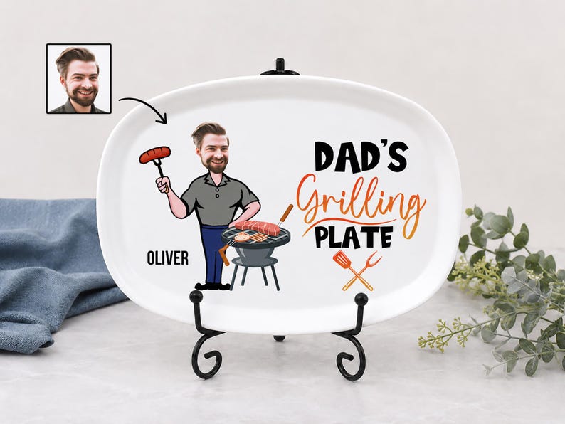Personalized Daddy Plate, Custom Face Father’s Day Gift