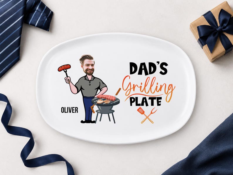 Personalized Daddy Plate, Custom Face Father’s Day Gift