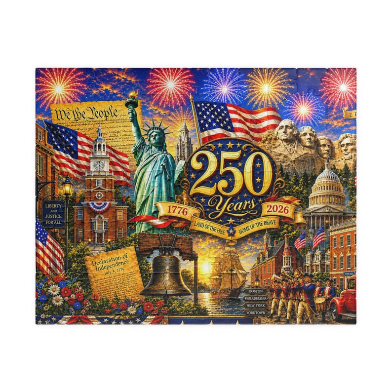 America 250th Anniversary Jigsaw, Red White and Blue USA July 4th Collectible Puzzle