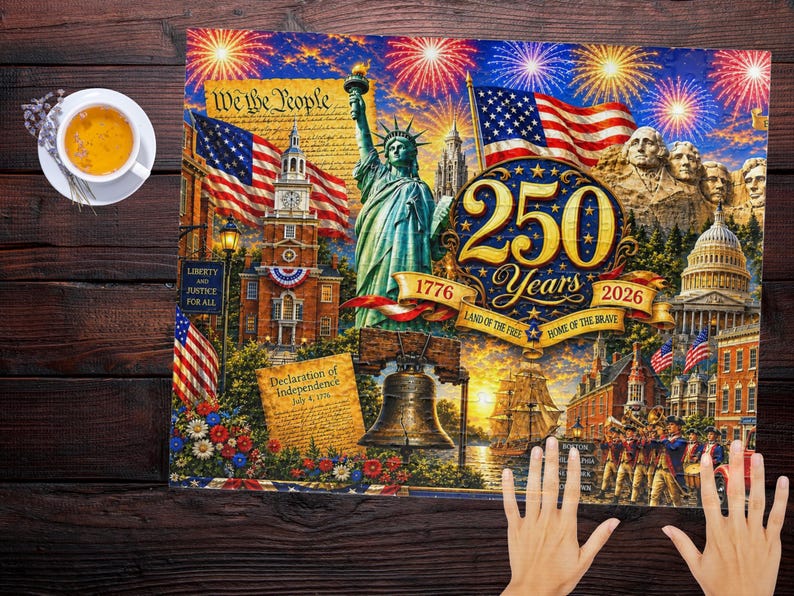 America 250th Anniversary Jigsaw, Red White and Blue USA July 4th Collectible Puzzle