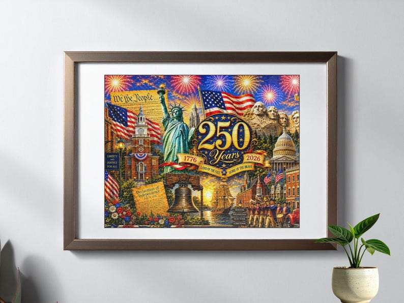 America 250th Anniversary Jigsaw, Red White and Blue USA July 4th Collectible Puzzle