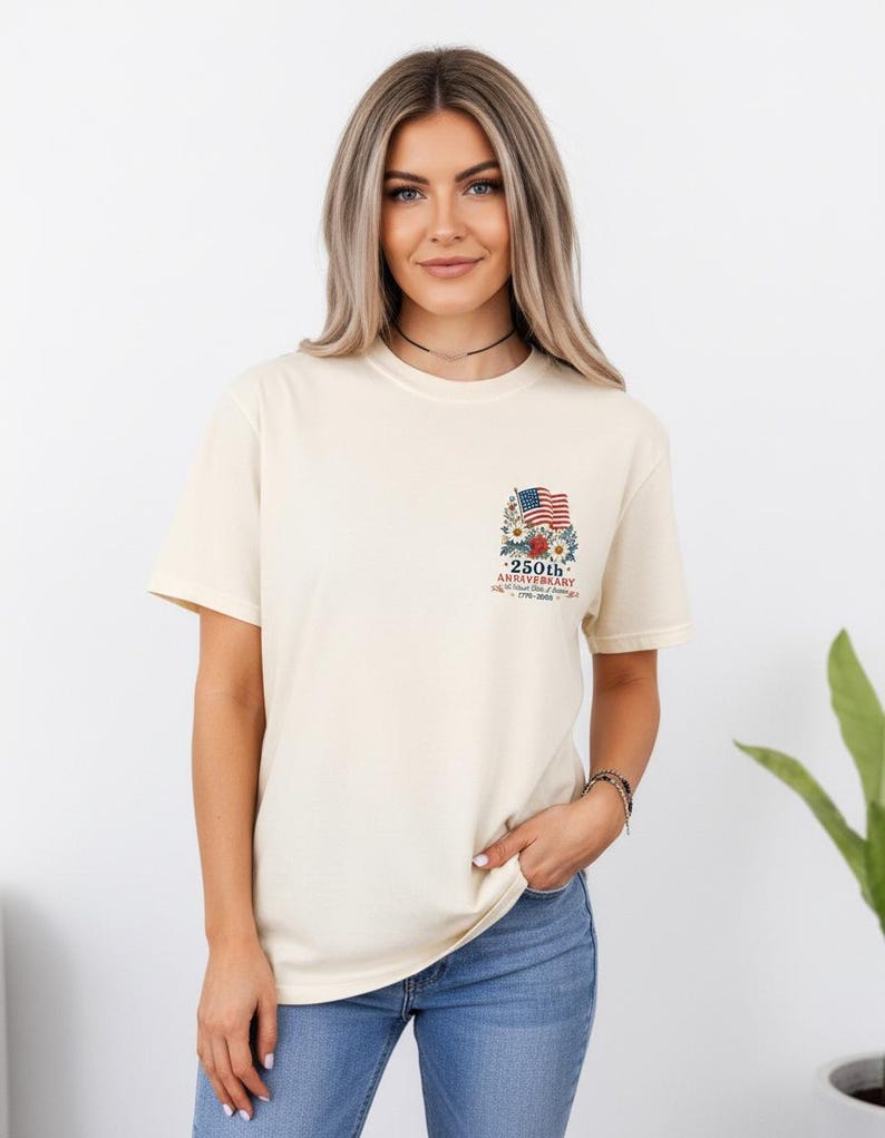 USA 250th Anniversary Shirt, Floral American Tee, Semiquincentennial 4th of July