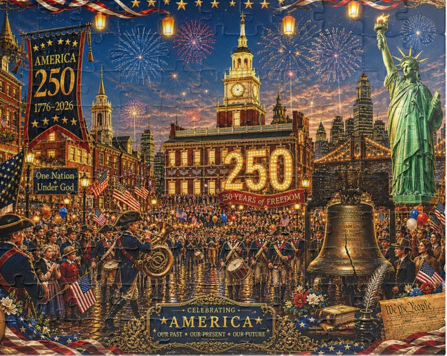 America 250th Collectible Puzzle, Patriotic Fourth of July USA Celebration Jigsaw