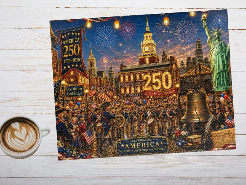 America 250th Collectible Puzzle, Patriotic Fourth of July USA Celebration Jigsaw