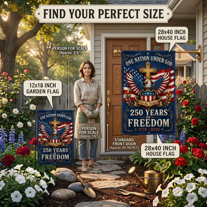 250 Years of Freedom Garden Flag, Patriotic American Flag Decor 1776–2026