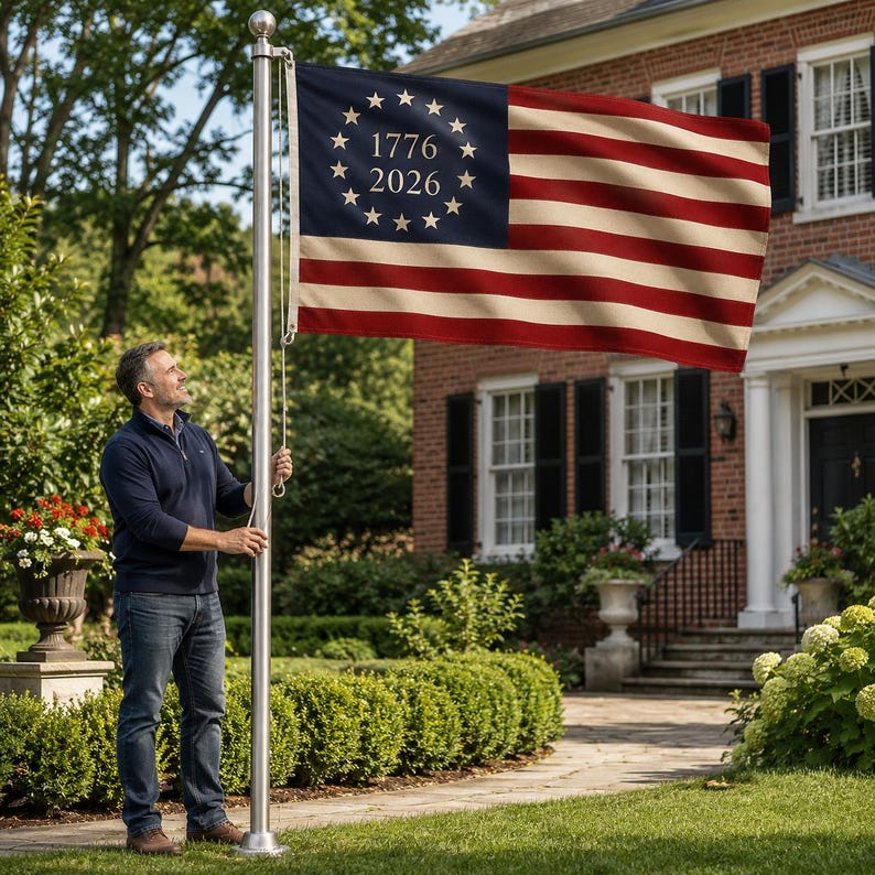 1776 2026 Betsy Ross USA Flag, Historic Patriotic House Banner