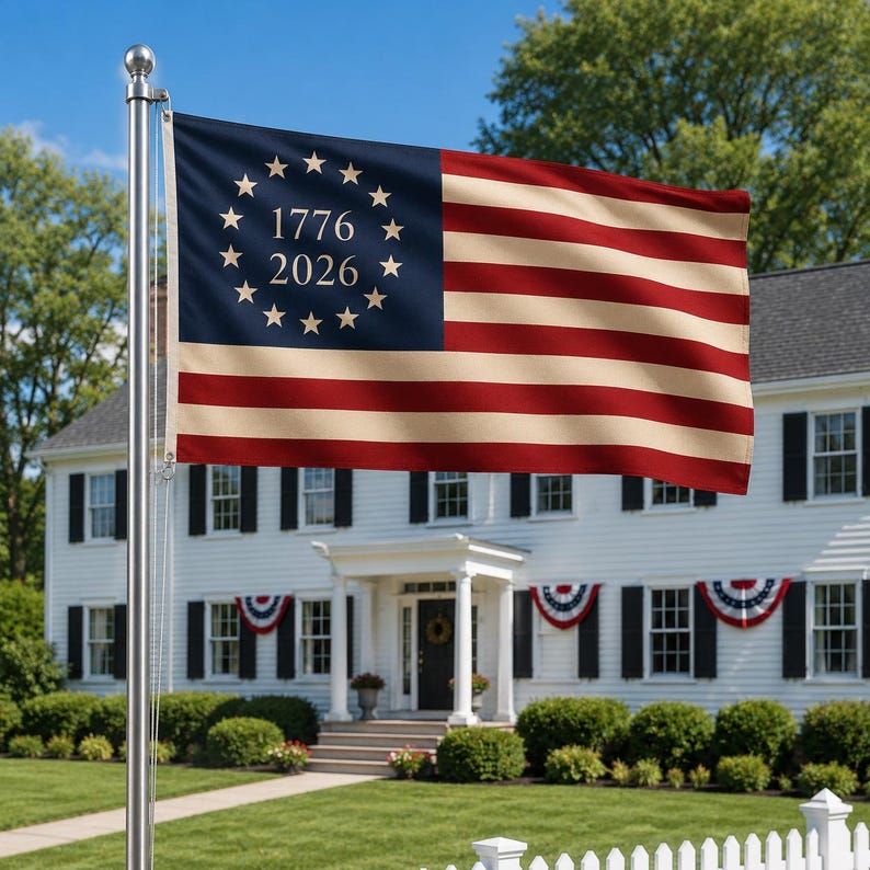 1776 2026 Betsy Ross USA Flag, Historic Patriotic House Banner