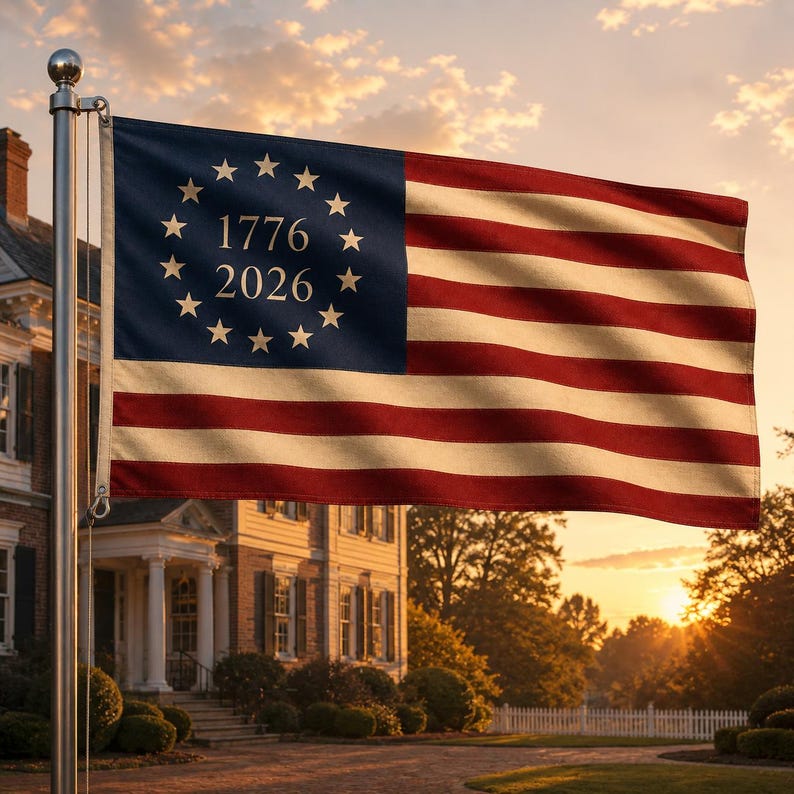 1776 2026 Betsy Ross USA Flag, Historic Patriotic House Banner