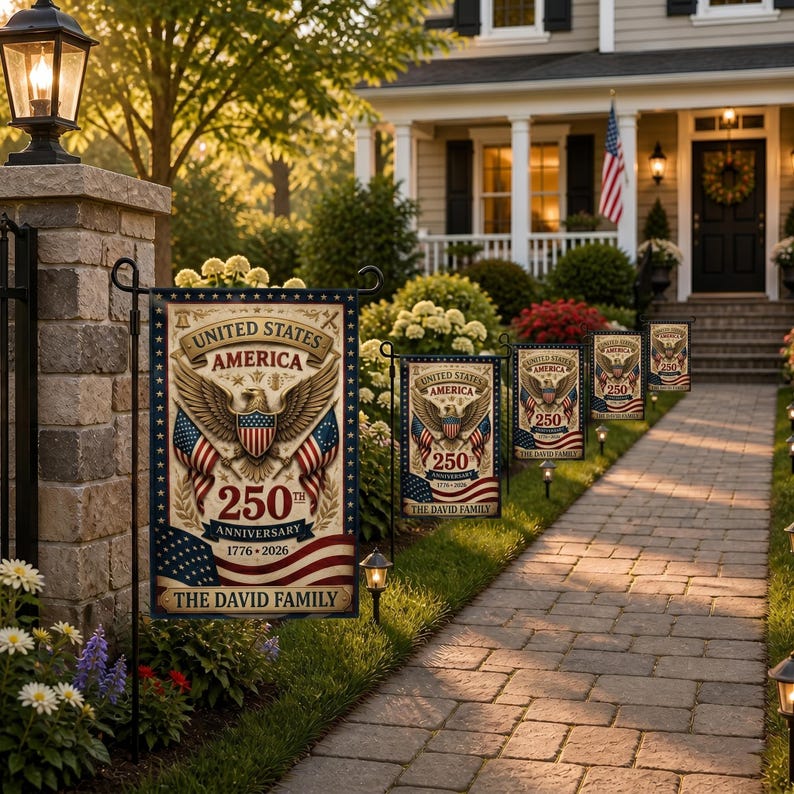 Custom America 250th Anniversary Garden Flag, 1776-2026 Semiquincentennial Decor