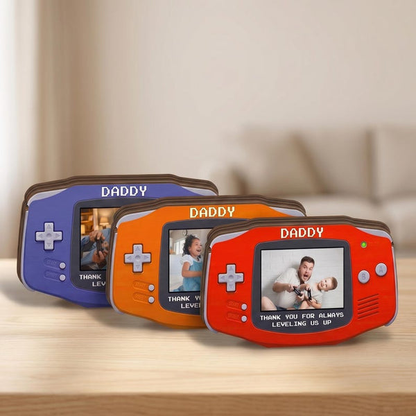 Custom Photo Dad 2D Flat Wooden Block, Retro Game Console Photo Wooden Block