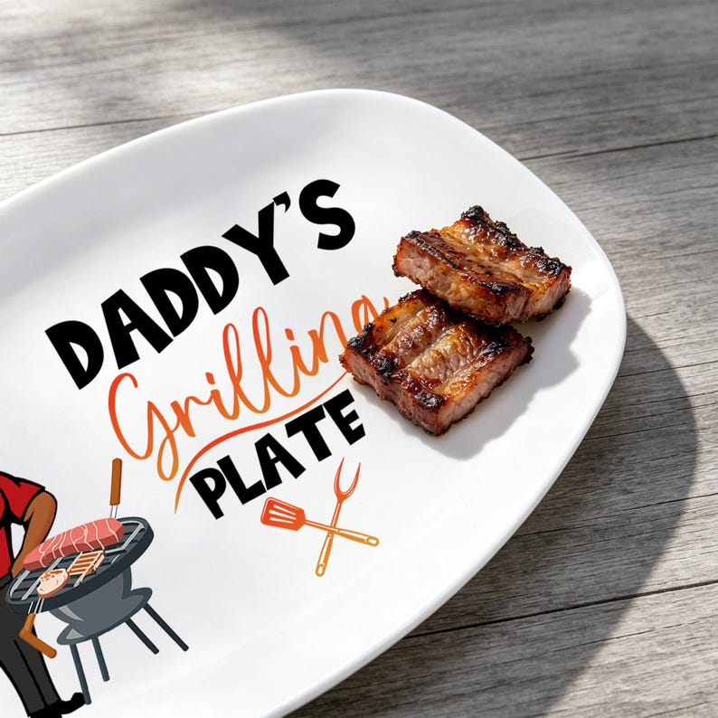 Personalized Dad's Photo Grilling Plate, BBQ Gift, Grill Master Daddy