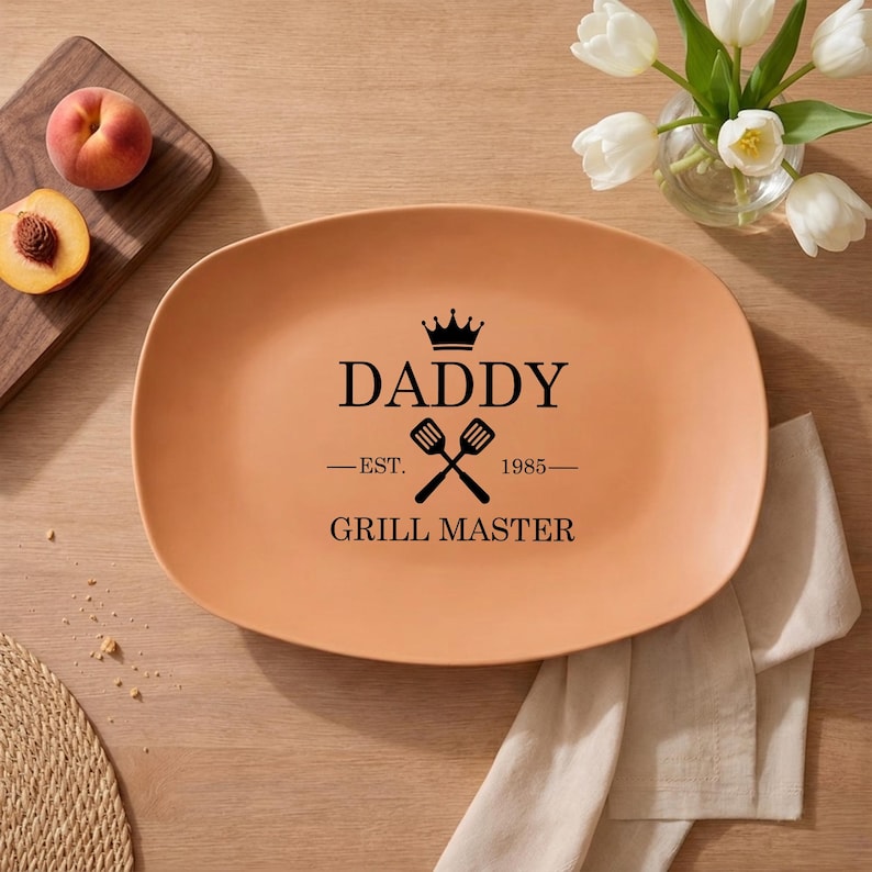 Personalized Daddy Grill Master Platter, Custom Established Year BBQ Plate