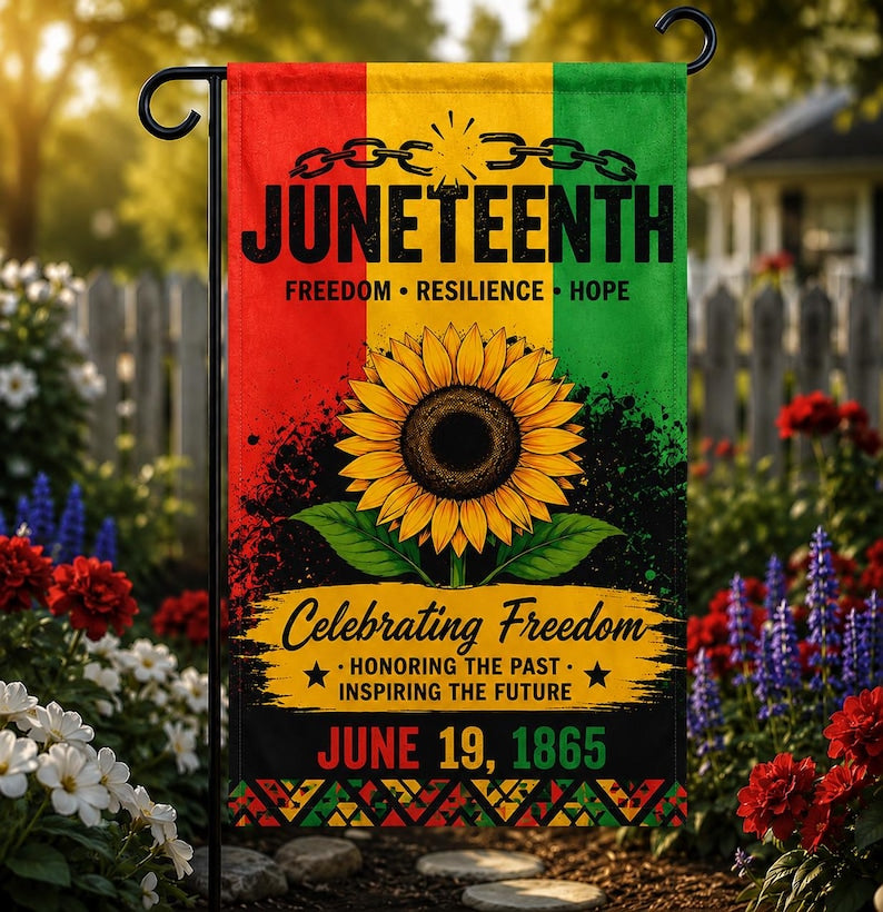 Juneteenth Garden Flag, Freedom Resilience Hope Flag, Black History Month Outdoor Decor