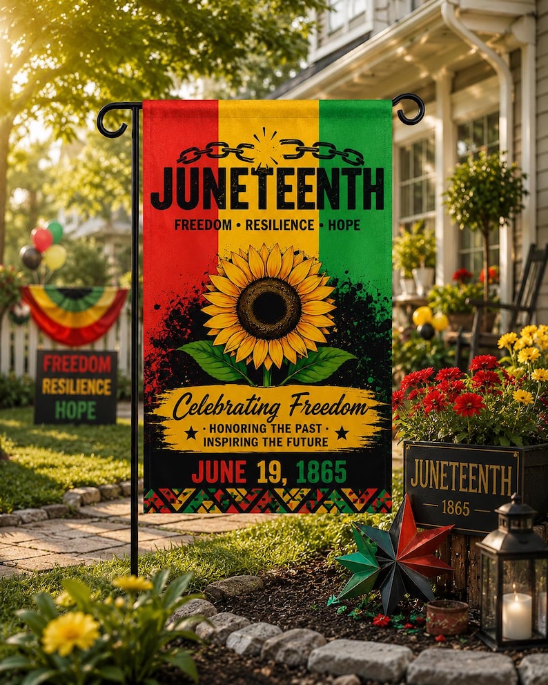Juneteenth Garden Flag, Freedom Resilience Hope Flag, Black History Month Outdoor Decor