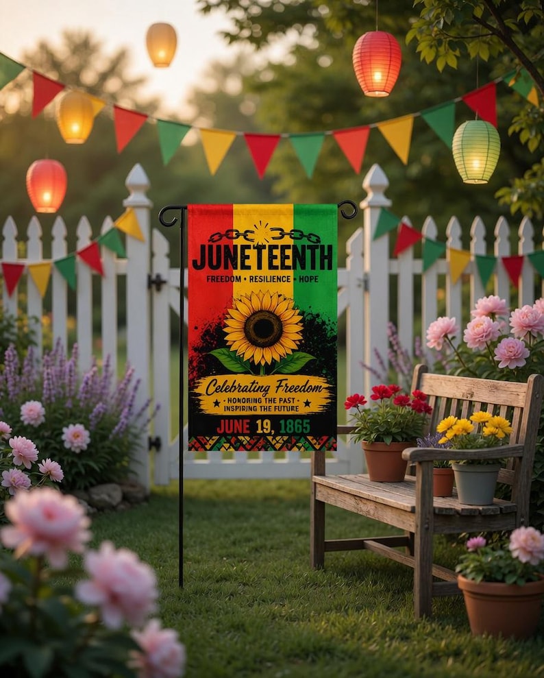Juneteenth Garden Flag, Freedom Resilience Hope Flag, Black History Month Outdoor Decor