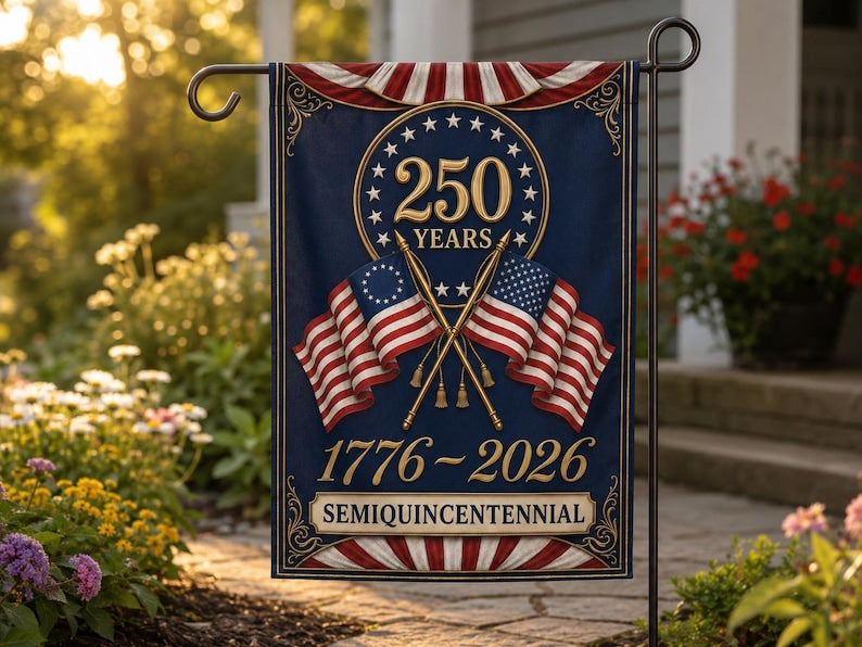 250th Anniversary Garden Flag, Patriotic 1776 2026 Semiquincentennial Yard Decor