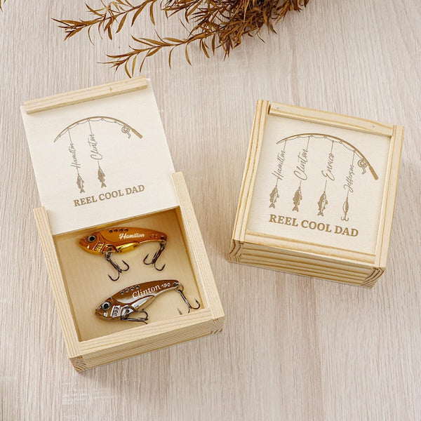 Custom Engraved Name Lure Gift Set with Box, Fishing Gift, Fishing Retirement Gift