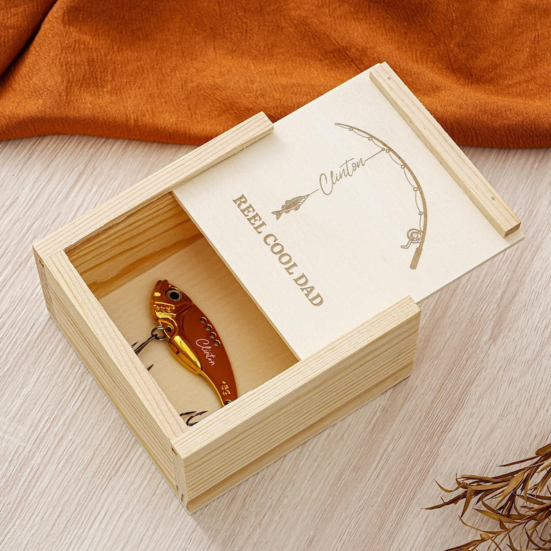 Custom Engraved Name Lure Gift Set with Box, Fishing Gift, Fishing Retirement Gift