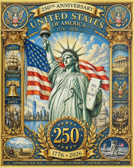 Statue of Liberty 250th Anniversary Puzzle | USA Flag Historical Collage 1776-2026