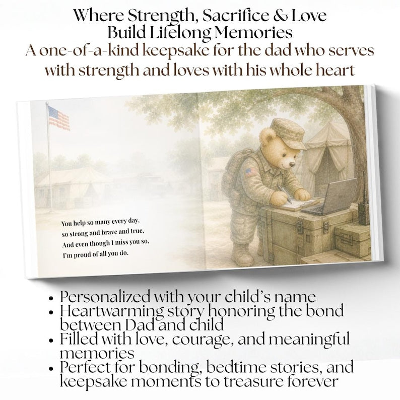 Personalized Military Dad Book, Deployment Daddy Story, Custom Army Dad Book