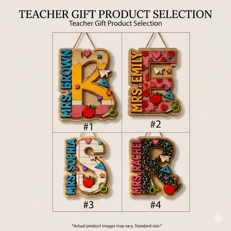 Personalized Alphabet Teacher Door Hanger, Back To School Teacher Gift, Custom Pencil Classroom Sign