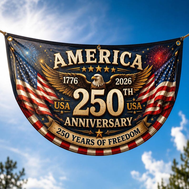 250th Anniversary Banner, Patriotic Fence, We The People Banner, 1776 2026 Banner