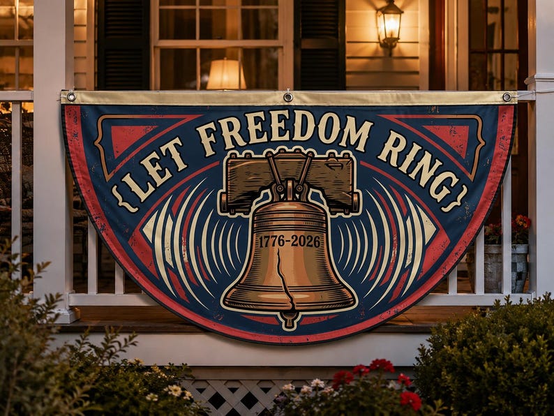Let Freedom Ring Liberty Bell Fence Flag | 1776 2026 Patriotic Porch Decor